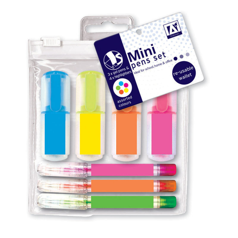 Mini Markeerstifen & Gelpennenset, 7dlg.