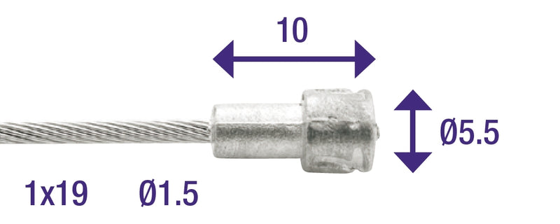 Binnenremkabel achter 6411 peernippel 2000 mm zilver