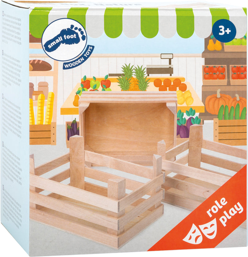 Small Foot - Houten Kratjes Groot 18x12x9,5cm, Set van 3