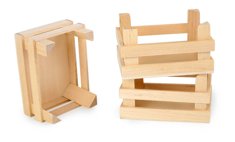 Small Foot - Houten Kratjes Klein 10x8x5,5cm, Set van 3