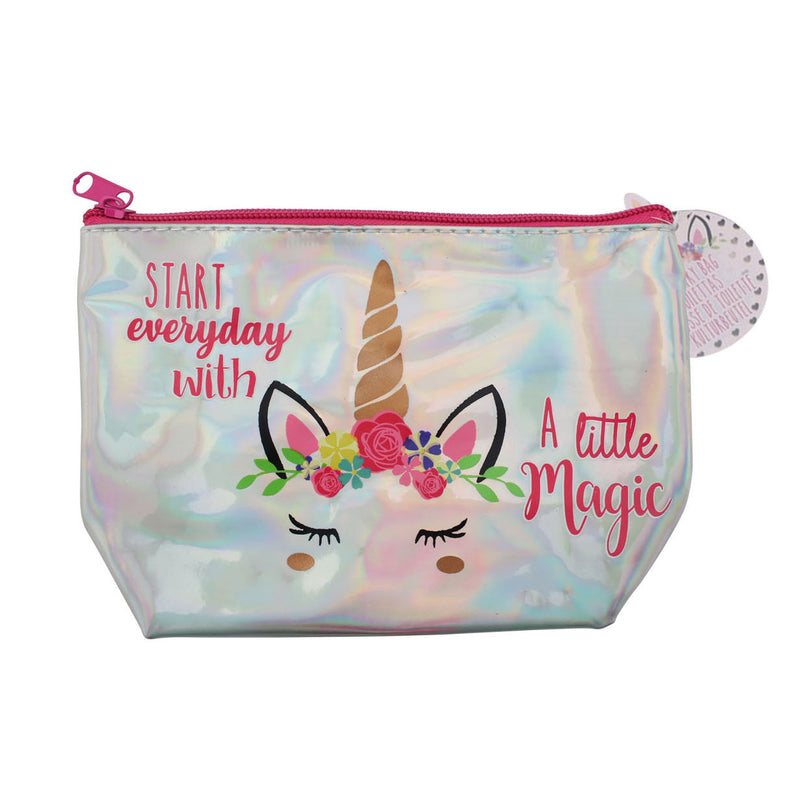 Unicorn Kinder Toilettasje Etui Make-up Tasje Holografisch met Unicorn Print 19.5x13cm