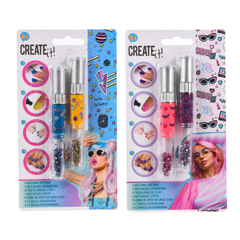 Create It! Nagellak 3in1 Pennen, 2st - Galaxy & Neon