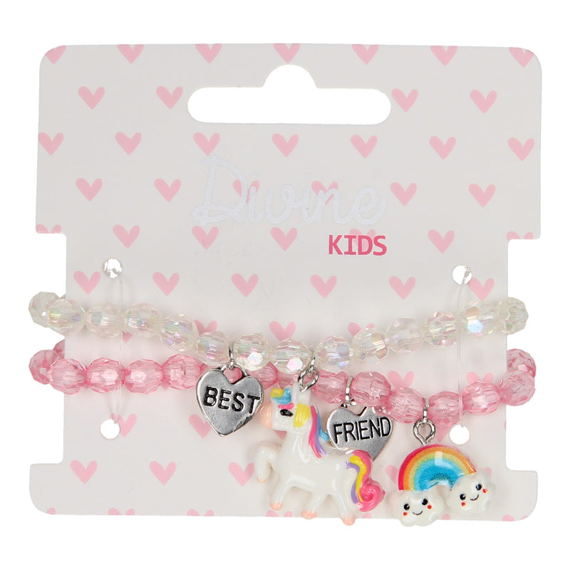 BFF Armband Kralen met Eenhoorn en Regenboog, 2st.
