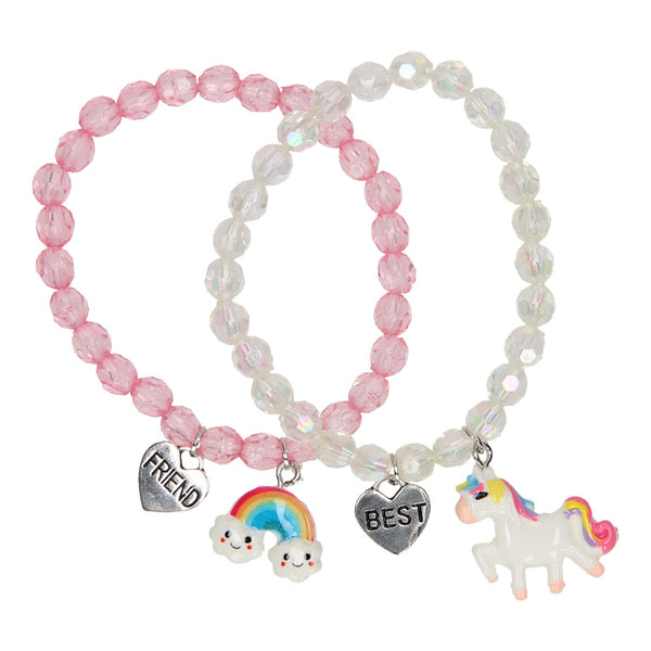 BFF Armband Kralen met Eenhoorn en Regenboog, 2st.