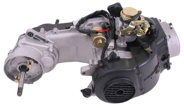 Motorblok compleet China scooter GY6 12 inch wiel met korte achteras inclusief carburateur