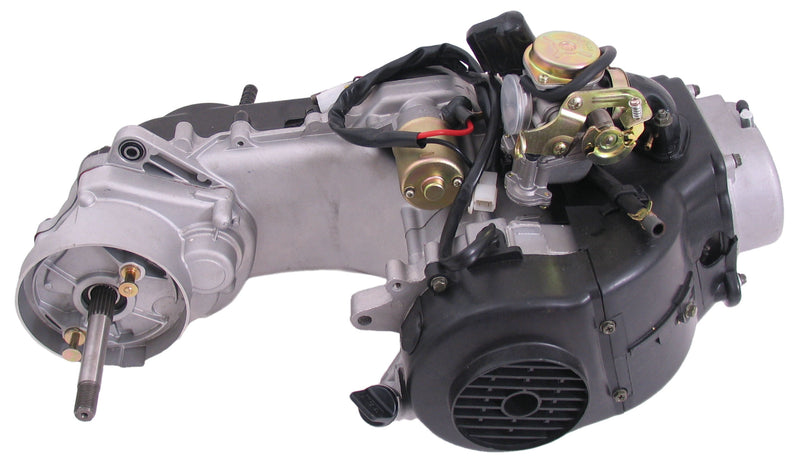 Motorblok compleet China scooter GY6 12 inch wiel met korte achteras inclusief carburateur