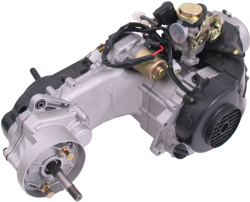 Motorblok compleet China scooter GY6 12 inch wiel met korte achteras inclusief carburateur