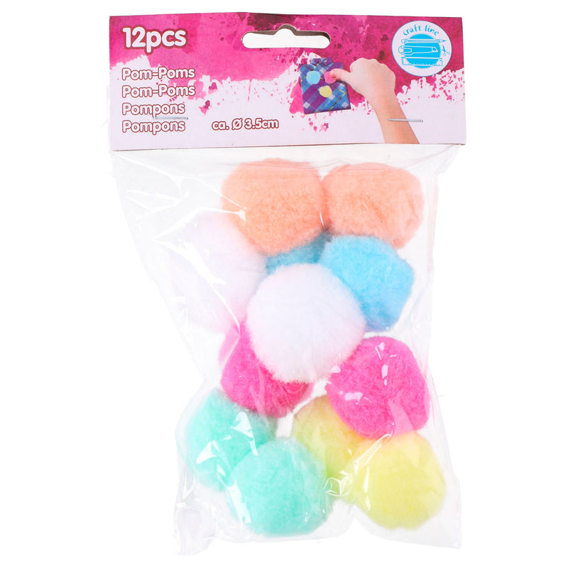 Gekleurde Pompons, 12st.