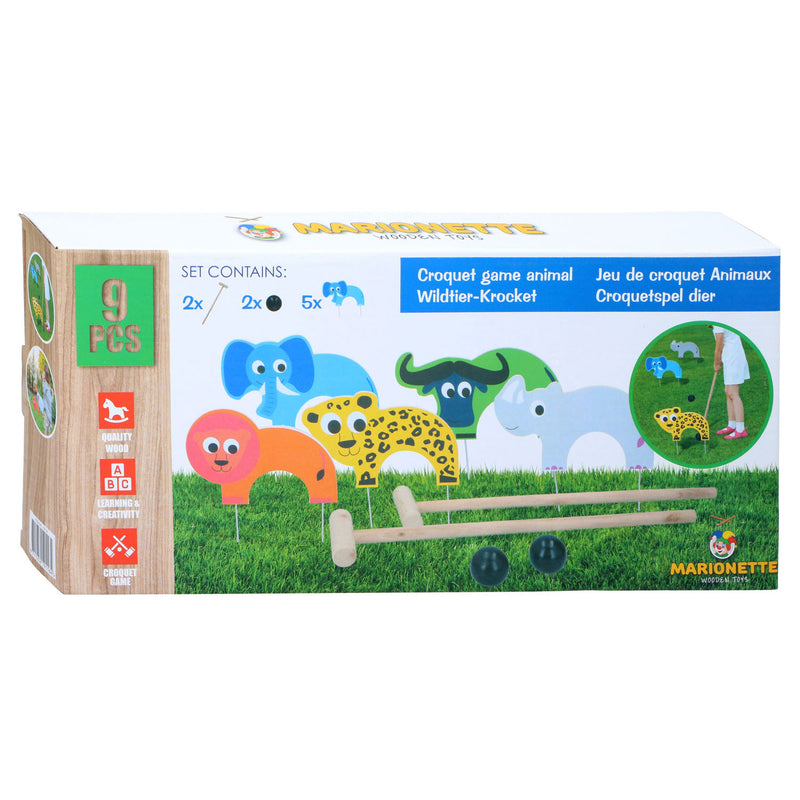 Houten Croquet Spel Dier, 9dlg.