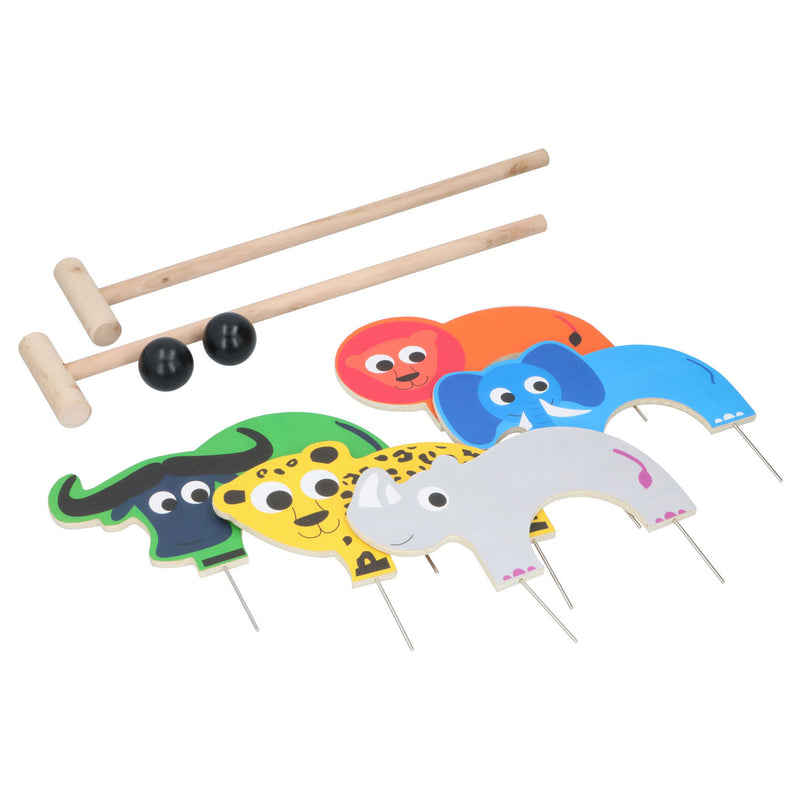 Houten Croquet Spel Dier, 9dlg.