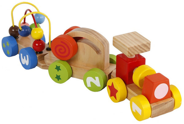 Houten Trein met Activiteiten Wagons, 3dlg.