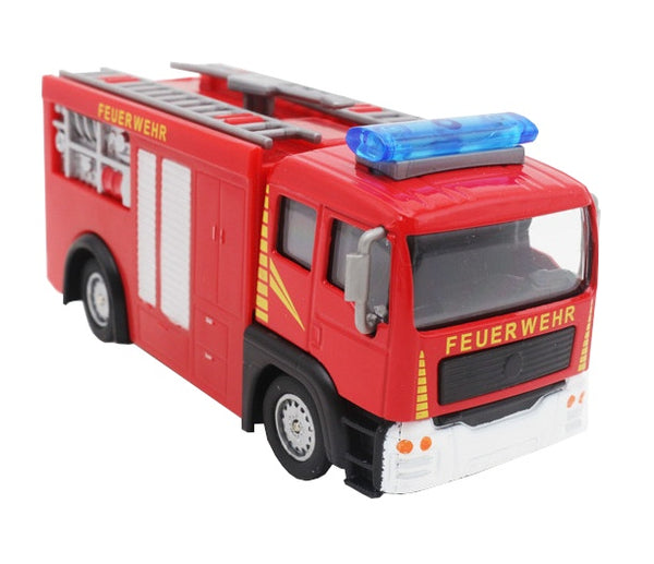 Duitse brandweerwagen diecast pull-back 11 cm rood