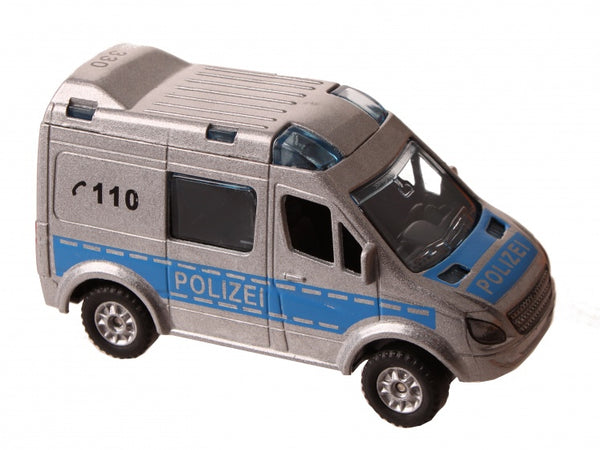 Duitse politiewagen diecast pull-back 8 cm zilver