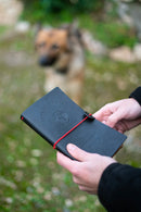 notitieboek A5 19,5 x 12 cm imitatieleer zwart/rood