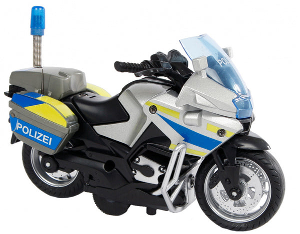 politiemotor De pull-back jongens 13 cm zwart/wit