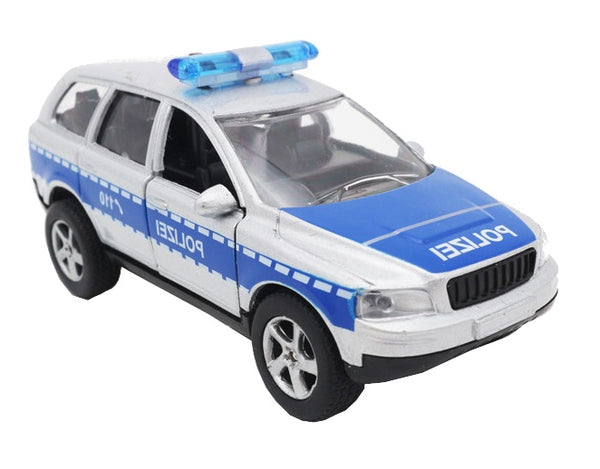 Duitse politiewagen diecast pull-back 11 cm zilvergrijs