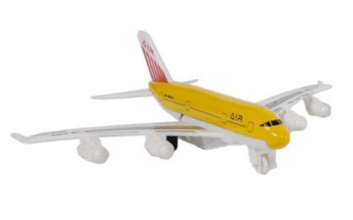 vliegtuig jongens 14 cm die-cast pull-back geel/wit