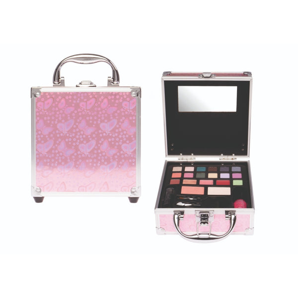 Casuelle Aluminium Make-Up Koffer Vlinder Roze