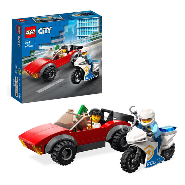 Lego City 60392 Achtervolging Auto op Politiemotor