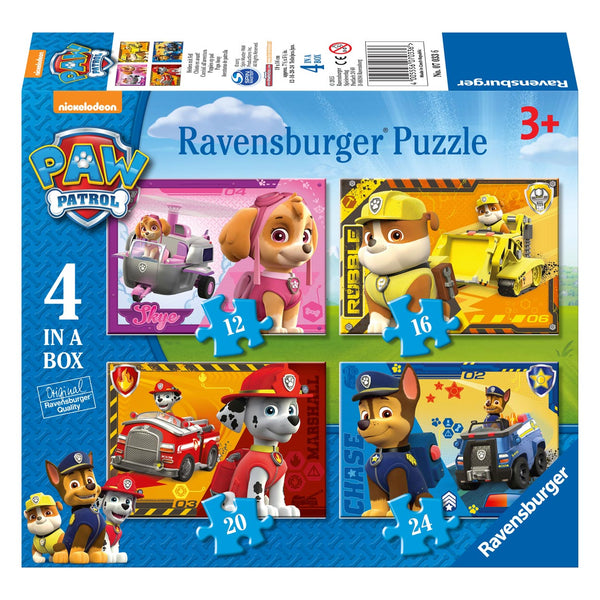 4 Puzzels Paw Patrol puppies op pad