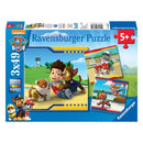 Puzzel 3x49 stukjes Paw Patrol helden met vacht