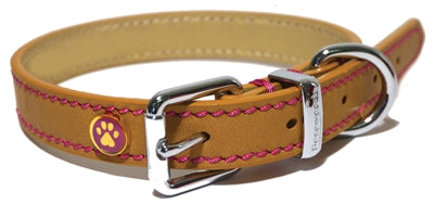 Luxury Leather Halsband Hond Leer Luxe Zand 1,3X25-36 CM