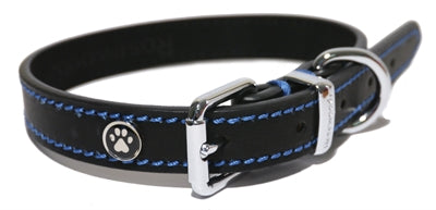 Luxury Leather Halsband Hond Leer Luxe Zwart 1,3X25-36 CM
