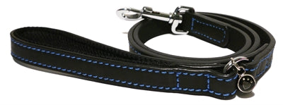 Luxury Leather Lijn Hond Leer Luxe Zwart 1,9X100 CM