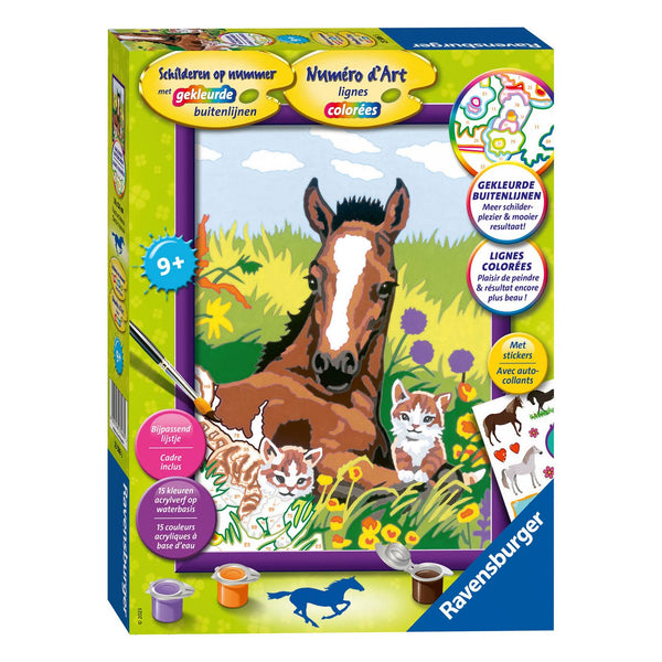 Schilderen op nummer Classic Paard met kittens