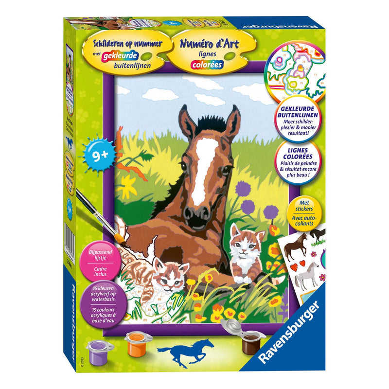 Schilderen op nummer Classic Paard met kittens
