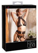 Jarretelsetje Met Top En Open Kruis - Zwart XL