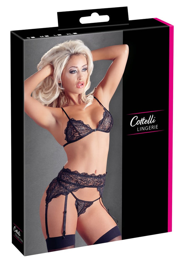 Kanten Jarretel Set - Zwart Small