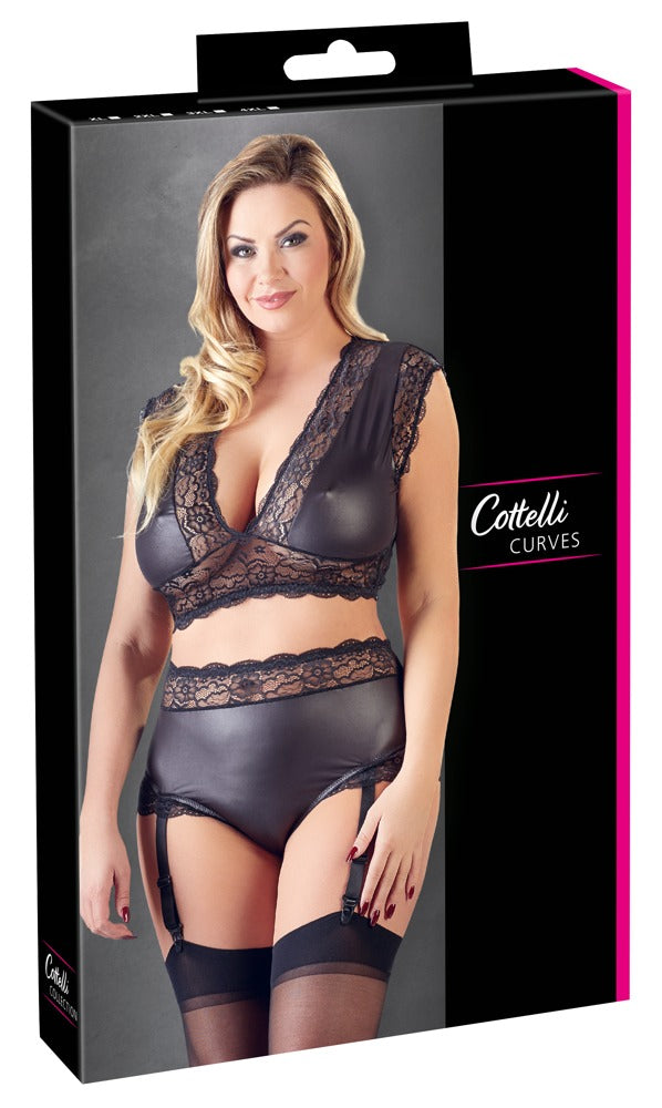 Sexy 2-Delige Wetlook BH Set - Curvy XL