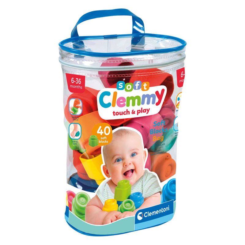 Clementoni Baby Soft Clemmy Blokken met Opbergtas - 40dlg.