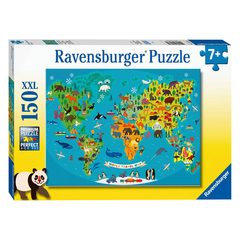 Dieren Wereldkaart Legpuzzel, 150st. XXL