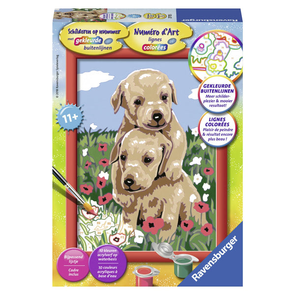 Schilderen op nummer Serie Classic E knuffelende puppies