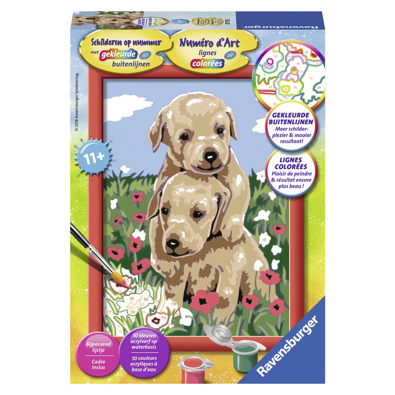 Schilderen op nummer Serie Classic E knuffelende puppies