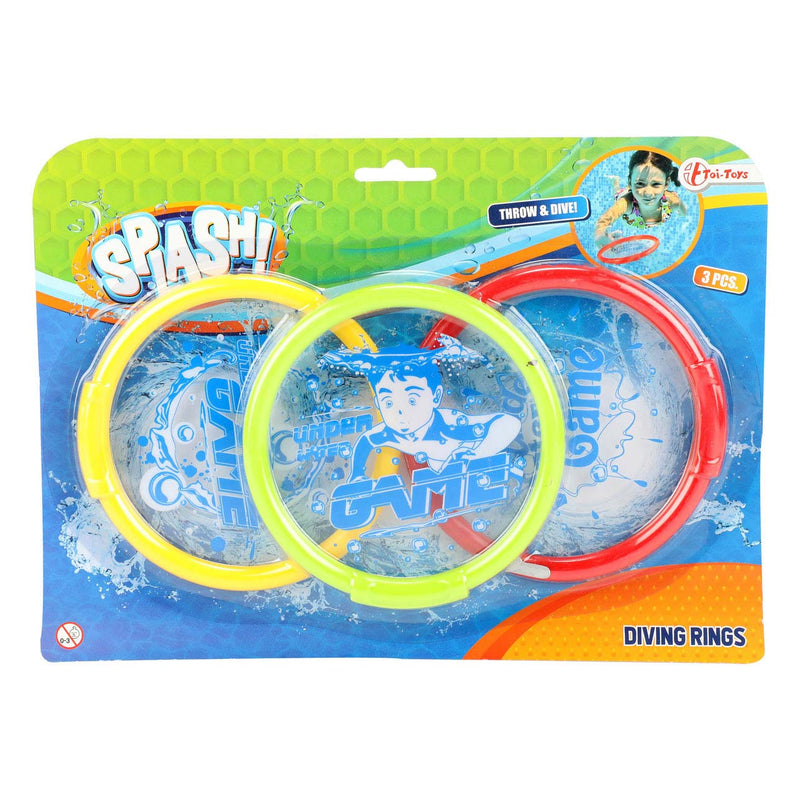 Splash Duikringen 13cm Groen/Geel/Rood 3-delig