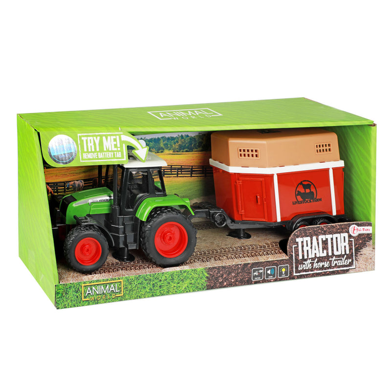 Animal World Frictie Tractor met Trailer