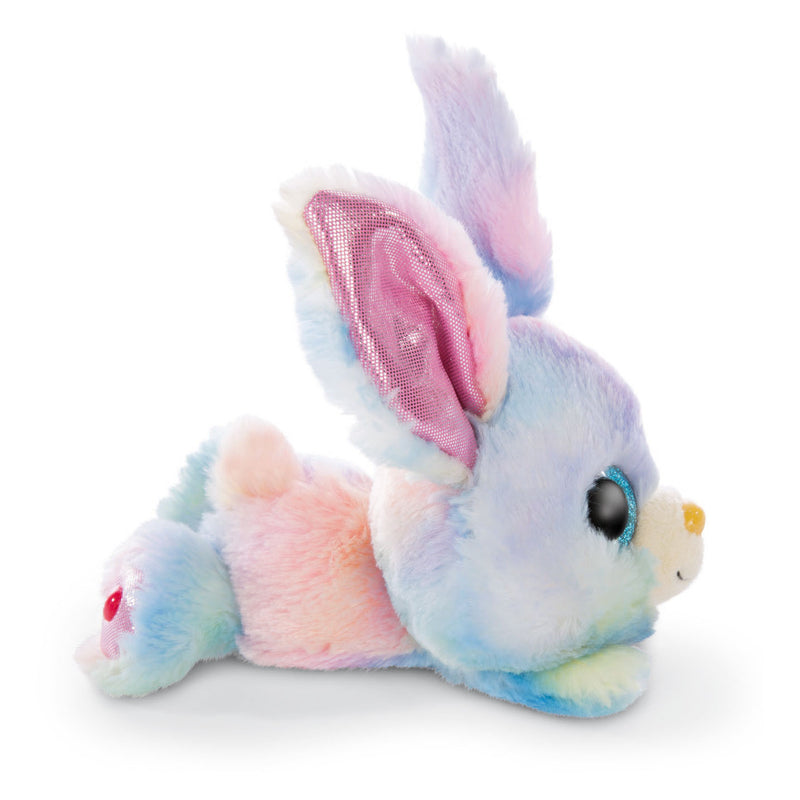 Nici Glubschis Pluchen Knuffel Liggende Konijn Rainbow Candy, 15cm