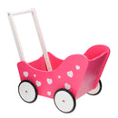 Poppenwagen Roze met Hartjes
