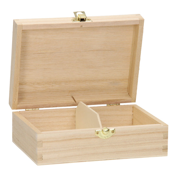 Houten Kaarten Kist met 2 Vakken en Klepdeksel