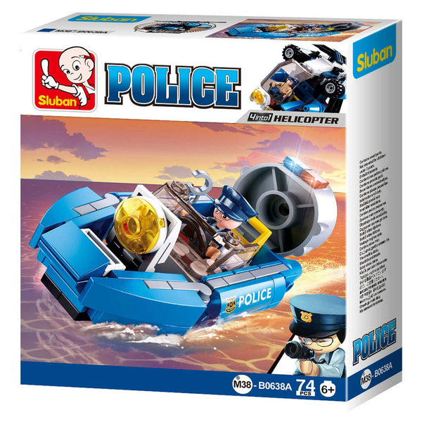 Sluban M38-B0638A Police Serie Hoovercraft 74-delig Blauw