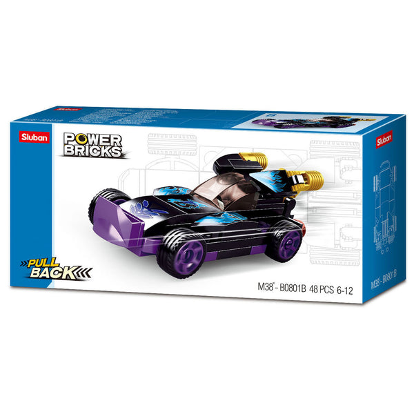 Sluban Power Bricks Pull-Back Purple Raptor Raceauto