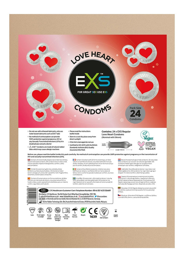 Exs Love Heart Condoms - 24 pack