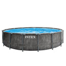 Intex 26742GN Prism Frame Greywood Premium Zwembad 457x122 cm + Filterpomp Grijs