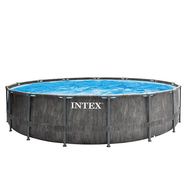 Intex 26742GN Prism Frame Greywood Premium Zwembad 457x122 cm + Filterpomp Grijs