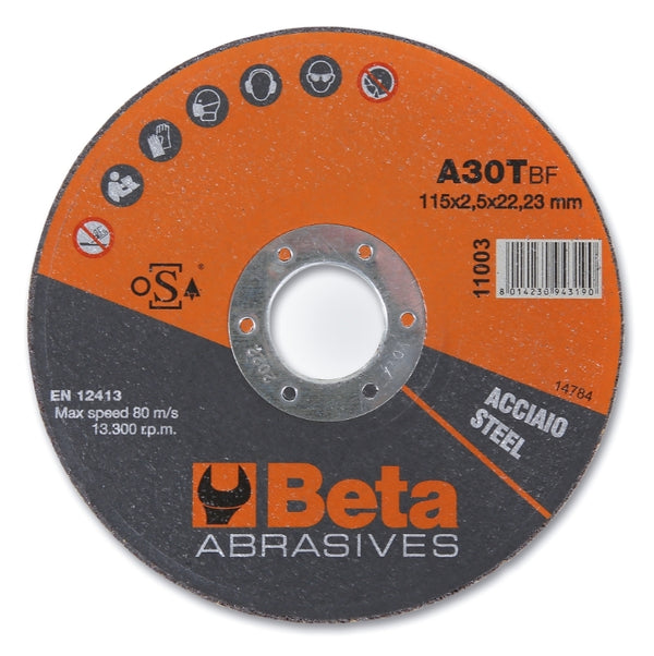 Doorslijpschijven Beta Tools Ø125 mm voor staal met vlak center (10 stuks)