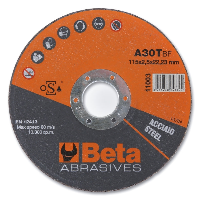 Doorslijpschijven Beta Tools Ø125 mm voor staal met vlak center (10 stuks)