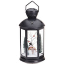 Kerstlantaarn 43cm - met licht en sneeuwpop